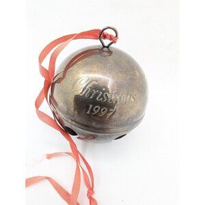 Vtg Ornament "1997 Christmas' Jingle Bell  Patina Design  hanging tree 2.25"